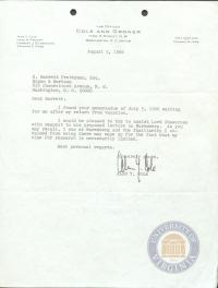 Letter from Alan Cole to Prettyman regarding the Jackson Lectures, 3 August 1966