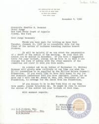 Letter from E. Nobles Lowe to Charles S. Desmond regarding the Jackson Lectures, 4 November 1966