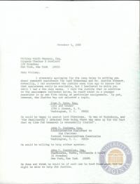 Letter from Prettyman to Whitney North Seymour regarding Research Assistants for the Jackson Lecturers, 5 December 1966