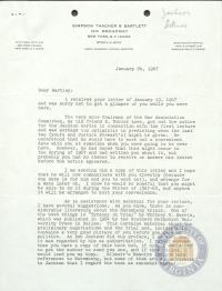 Letter from Whitney North Seymour to Lord Shawcross regarding the Jackson Lectures, 26 January 1967