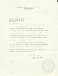 Letter from Bill Jackson to Prettyman regarding Justice Jackson&#039;s Destroyer Exchange Article, 25 October 1955