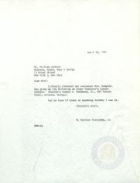Letter from Prettyman to Bill Jackson, 23 April 1957