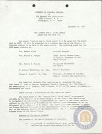 Memo Announcing the 1968 Justice Tom C. Clark Award, 29 December 1967