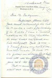 Letter from Justice Frankfurter to Prettyman, 11 August 1952