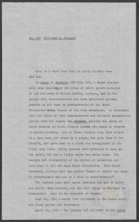 Prettyman Memorandum Setting Forth Facts &amp; Arguments in Williams v. Georgia, undated circa 1955