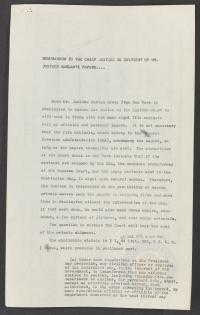 Prettyman Memorandum regarding Payment of Justice Harlan&#039;s Moving Expenses, circa March 1955