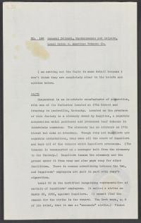 Prettyman Memorandum regarding General Drivers, Warehousemen and Helpers Local Union v. American Tobacco Co., circa April 1955