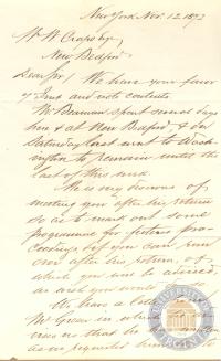 Letter from Barling &amp; Davis to Crapo, 12 November 1872