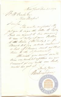 Letter from Barling &amp; Davis to Crapo, 31 December 1872