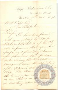 Letter from Page, Richardson &amp; Co. to Crapo, 11 November 1871