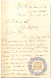 Copy of Letter from Page, Richardson &amp; Co. to Crapo, 11 November 1871