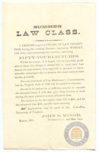 Announcement for Summer Law Class- 1871