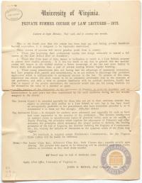 Announcement for Summer Law Class- 1873