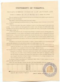 Announcement for Summer Law Class- 1888